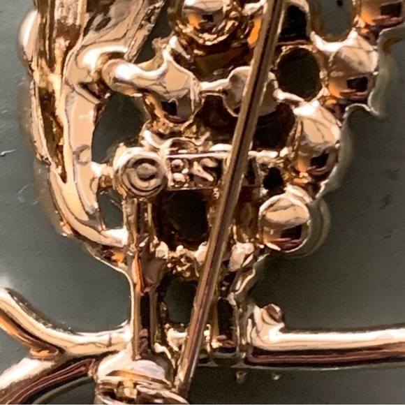 Vintage Bird Brooch Pin Faux Pearl Beads Signed BSK - Picture 3 of 6